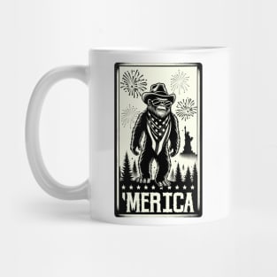 USA 'Merica Sasquatch Bigfoot 4th of July Fireworks Funny Patriotic Mug